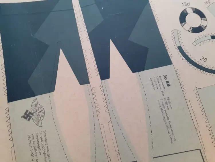 WWII GERMAN PAPER AIRPLANE MODEL KIT, JUNKERS JU-88  CIRCA 1941 - Image 6