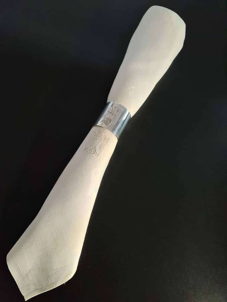 Adolf Hitler Floral & Ribbon Pattern Formal Napkin & Silver Formal Napkin Ring Set from The Berghof