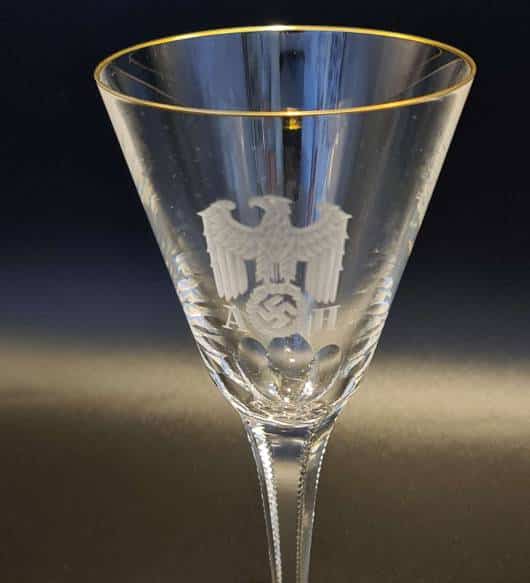 Lead Crystal White Wine Glass from Adolf Hitler's Personal Table Service at The Berghof