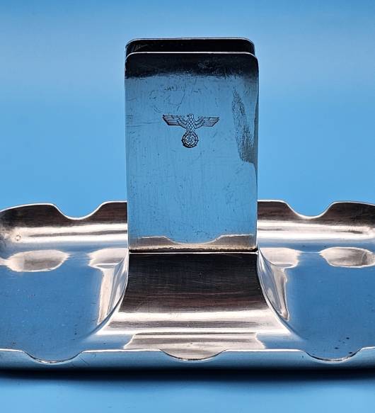 NSDAP Formal Silverware Matchstick Box Holder & Ashtray by Wellner