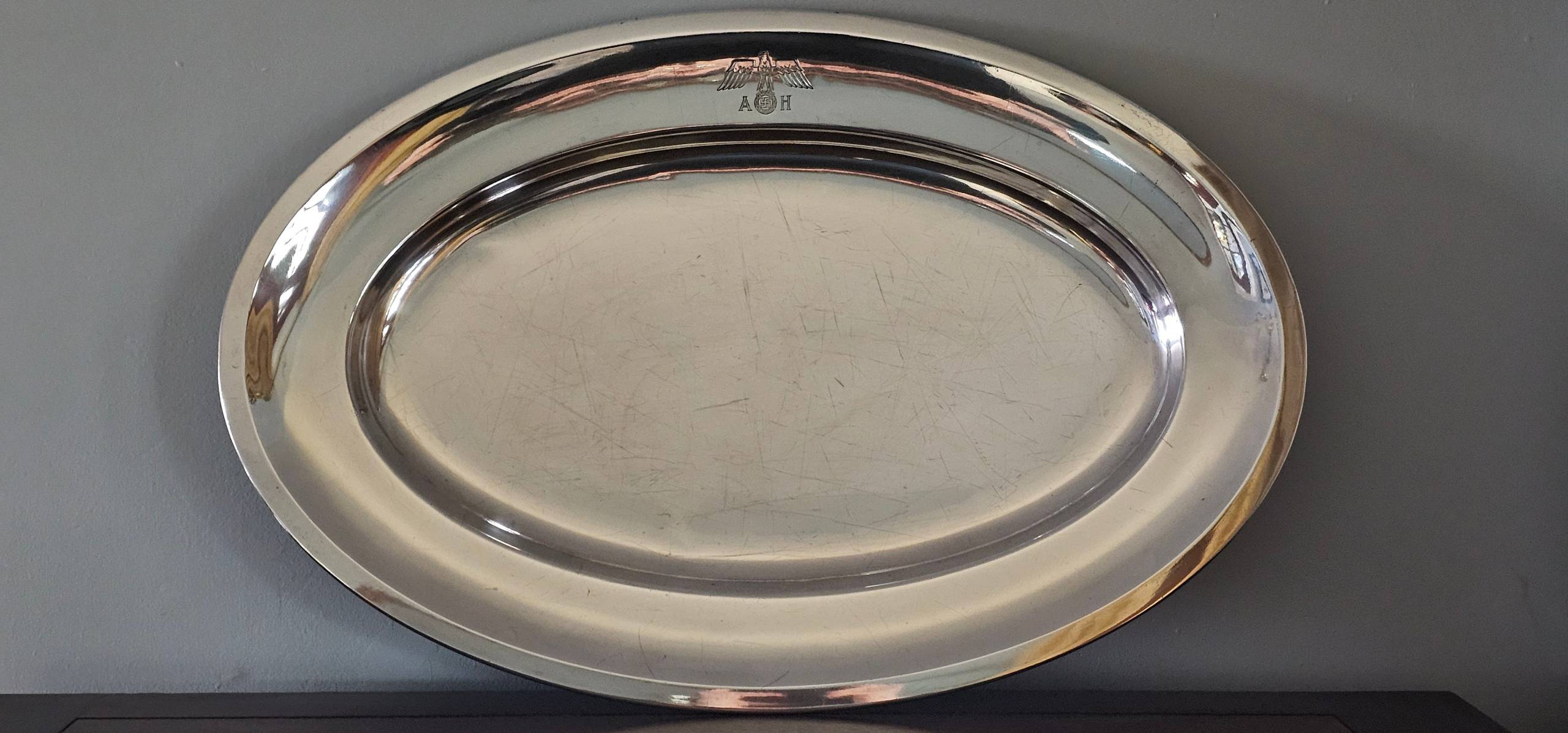 Adolf Hitler, Large, heavy, Formal Silver Serving Tray from The Berghof